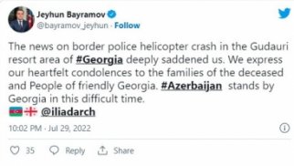 Azərbaycanın xarici işlər naziri Gürcüstanda helikopter qəzası nəticəsində insan tələfatı ilə əlaqədar gürcü həmkarına başsağlığı verib